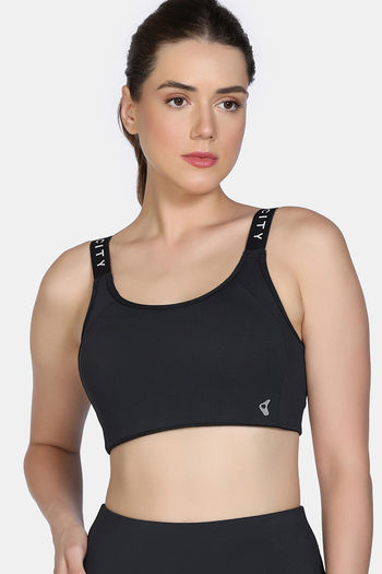 Buy Zelocity  Medium Impact Quick Dry Sports Bra - Black Beauty